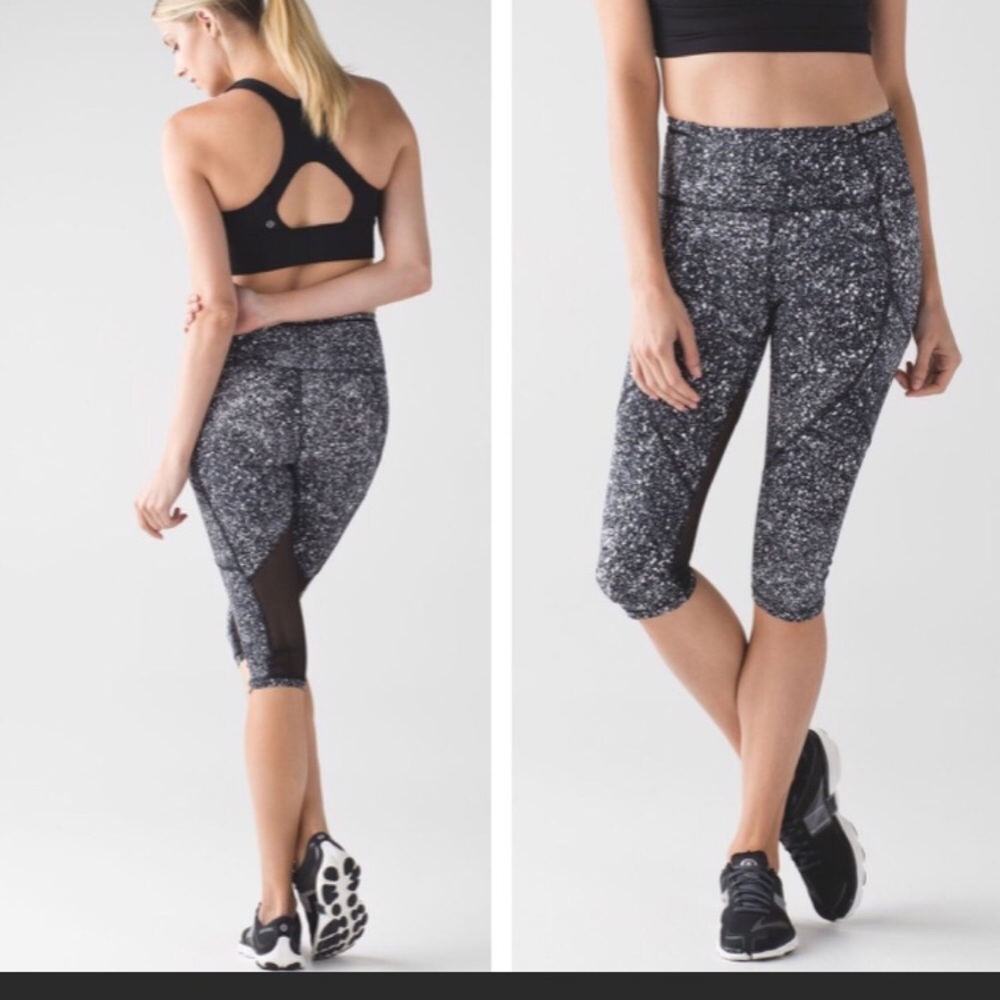 Lululemon outrun crop leggings with mesh